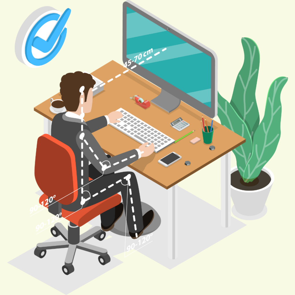 An isometric illustration of a man working at a desk