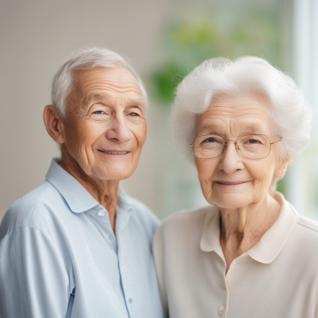 An older couple posing for a photo